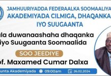 KALA DUWANAANSHAHA DHAQANKA IYO SUUGAANTA SOOMAALIDA